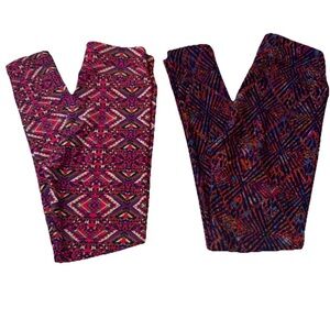 LuLaRoe One Size Leggings Bundle 2 Pairs Geometric Print NWOT OS
